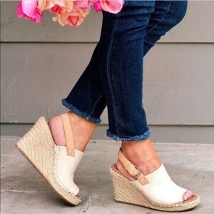 Toms MONICA Women's Natural Oxford Espadrille Wedge Sandal Size 12